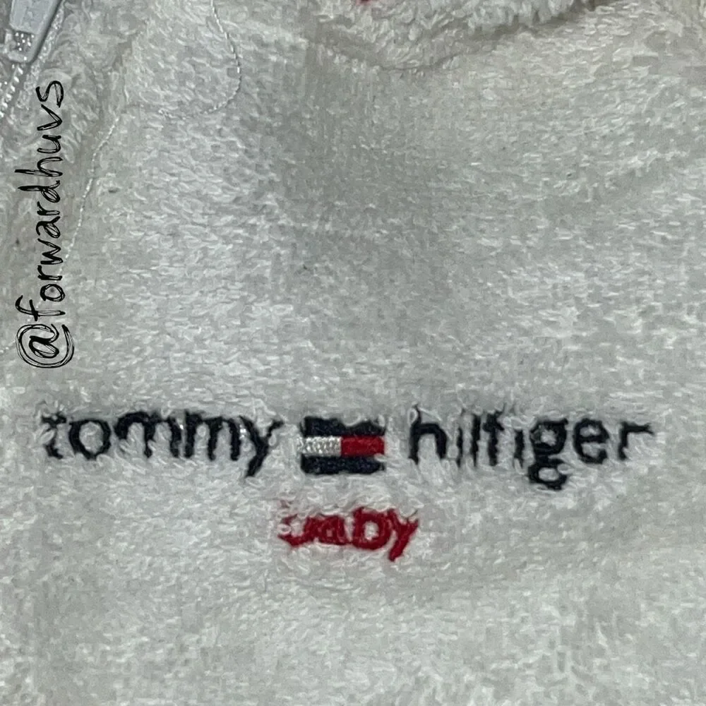 Tommy Hilfiger Infant Bath Wrap – One Size – Hooded Zip-Up – 100% Cotton